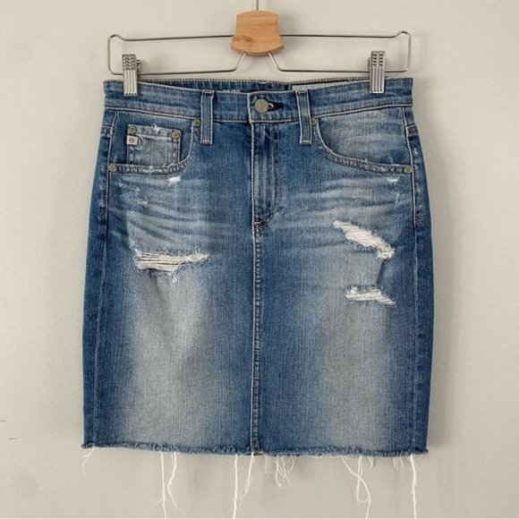 Ag Adriano Goldschmied Dresses & Skirts - AG Adriano Goldschmied The Erin Denim Distressed Pencil Skirt 26